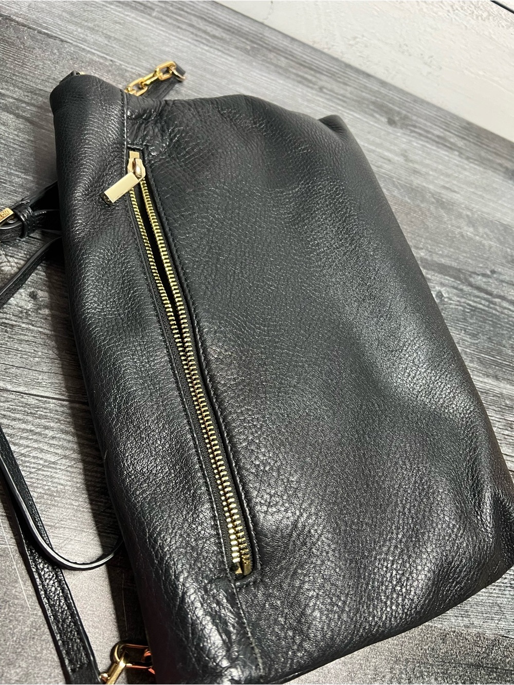 Tory Burch Black Leather Fold-Over Crossbody - Picture 2 of 6